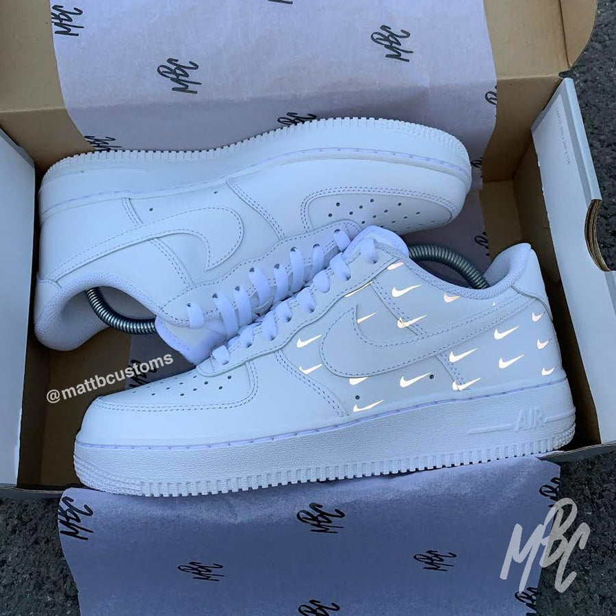 Reflective Mini Swoosh - Air Force 1 Custom Nike Sneakers