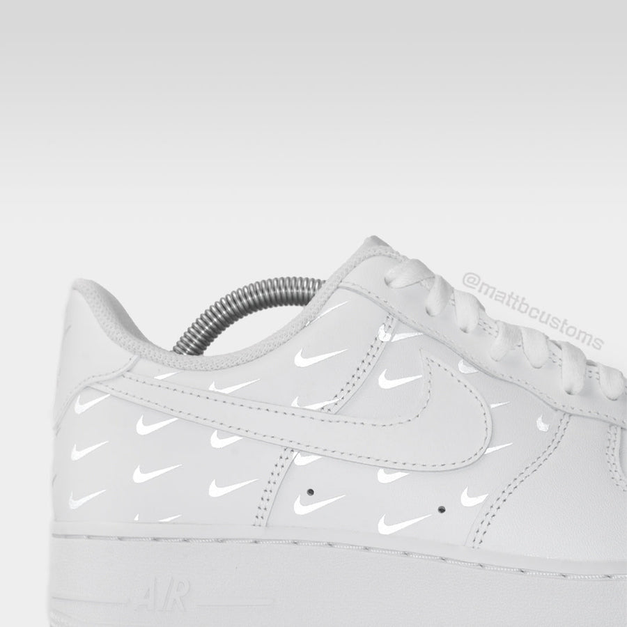 Reflective Mini Swoosh Design - Custom Nike Air Force 1 Trainers â MattB Customs