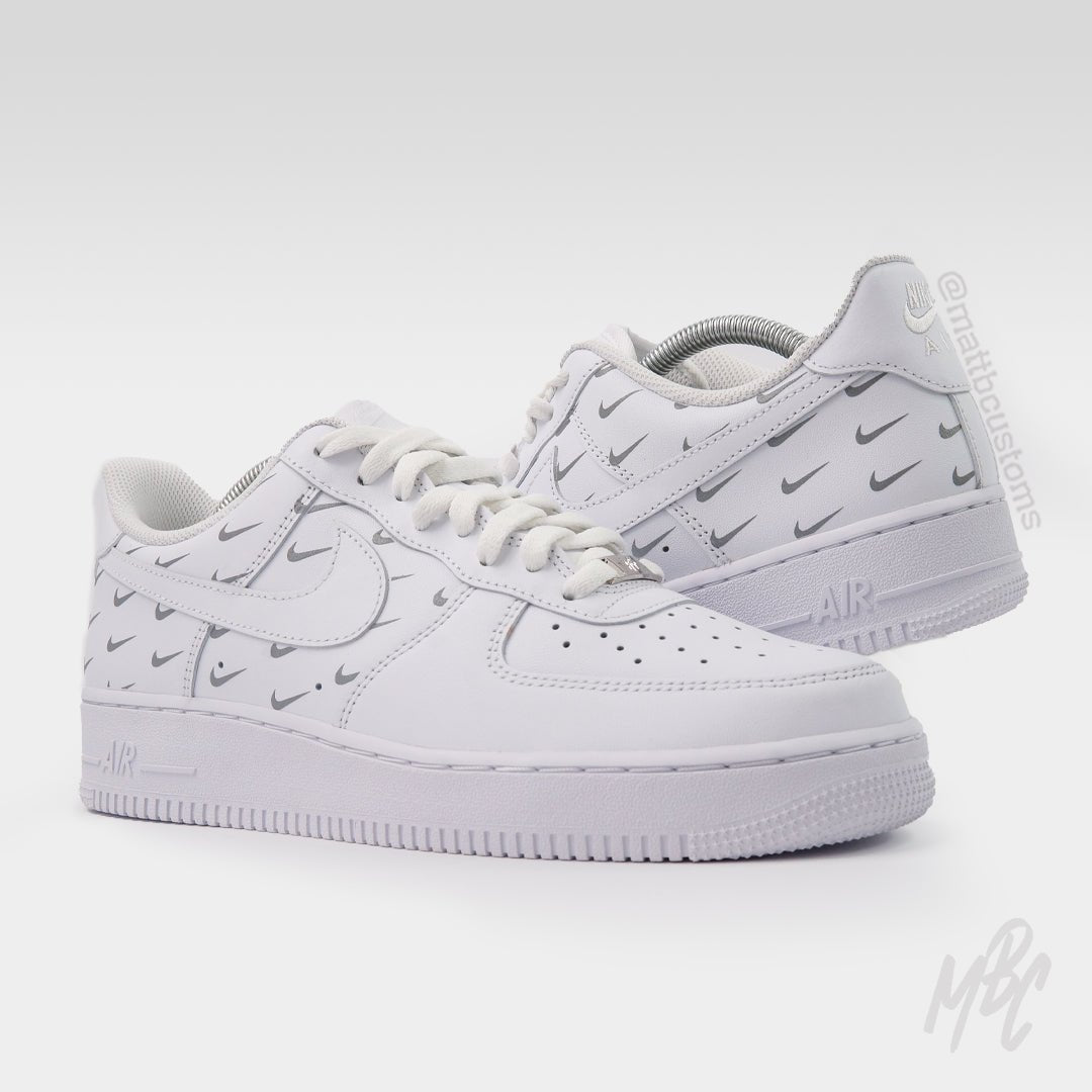 Reflective Mini Swoosh Design - Custom Nike Air Force 1 Trainers â MattB Customs
