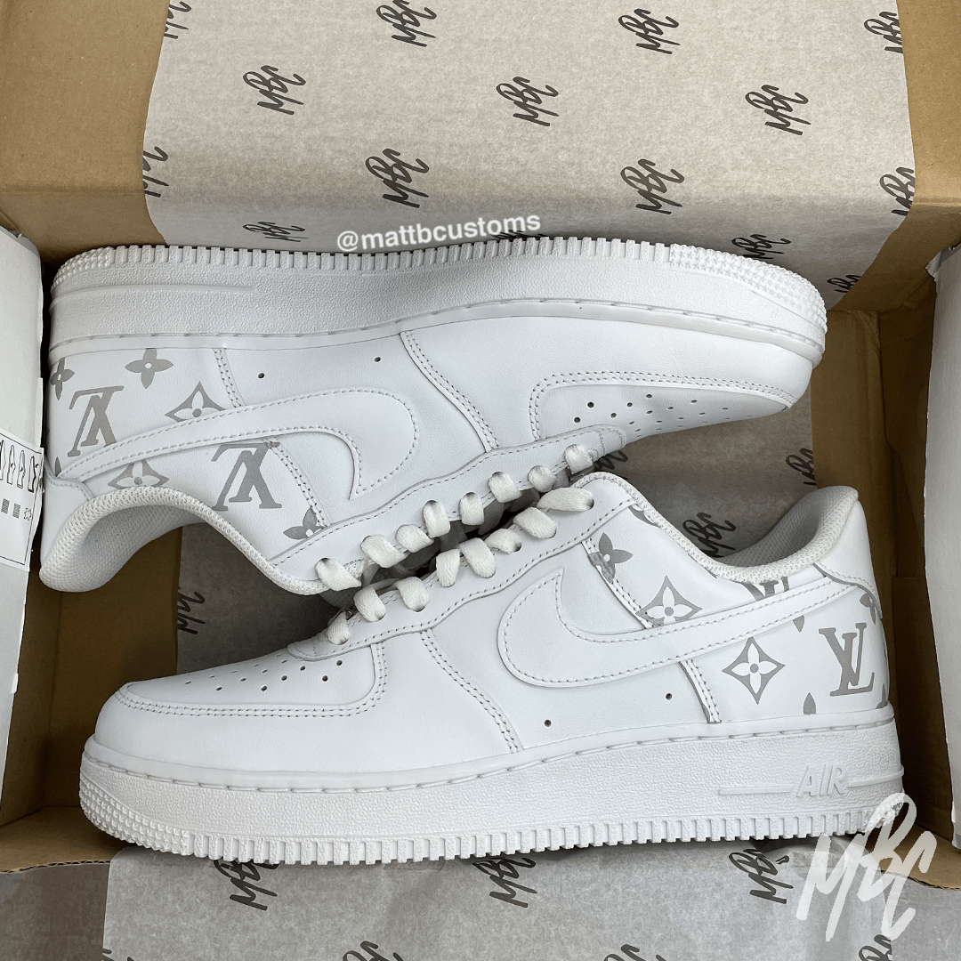 Reflective Monogram Air Force 1 UK 7.5 MattB Customs
