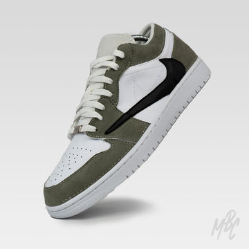 Sage Suede Reverse Swoosh - Jordan 1 Low Custom Nike Sneakers